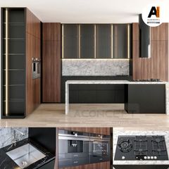 Tủ bếp A418 chữ L