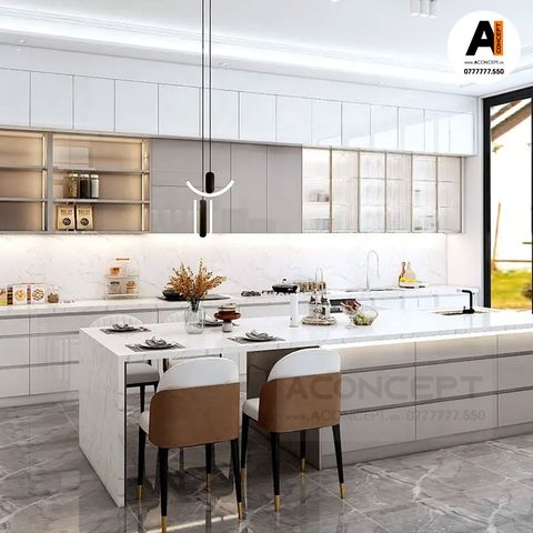 Tủ bếp A421 chữ L