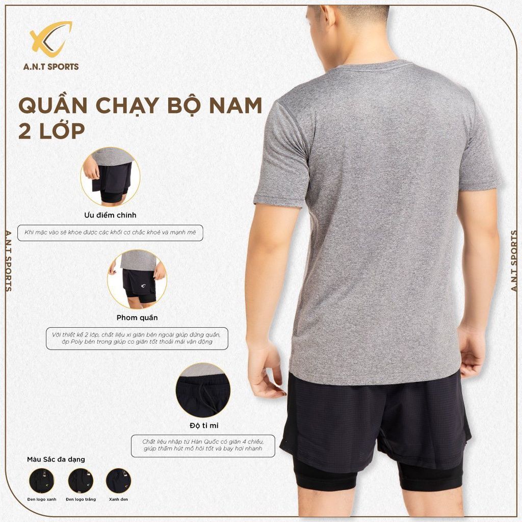 Quần Nam Chạy Bộ 2 Lớp RUDAL Chất Liệu Poly 4 Chiều Mềm Mịn