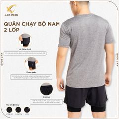 Quần Nam Chạy Bộ 2 Lớp RUDAL Chất Liệu Poly 4 Chiều Mềm Mịn