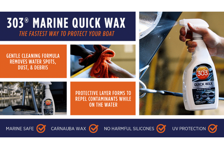  303® Marine Quick Wax -  Sáp dung dịch phủ bóng, bảo vệ, chống bám nước cho sơn kính, mâm, crom 