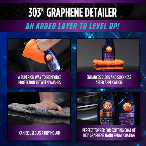  303 Graphene Detailer - Phủ bóng và bảo vệ sơn - Chống nhòe cho kính lái, kính hông và gương chiếu hậu cho tầm nhìn tốt khi lái xe dưới mưa 