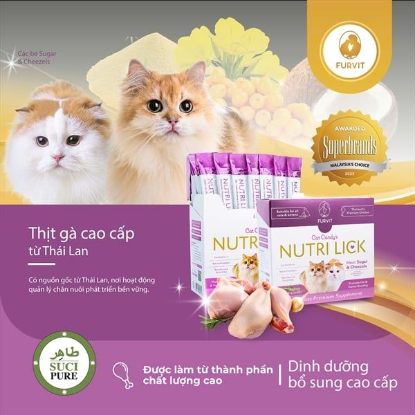  Que dinh dưỡng cao cấp cho mèo Furvit Nutri Lick - Vị gà 