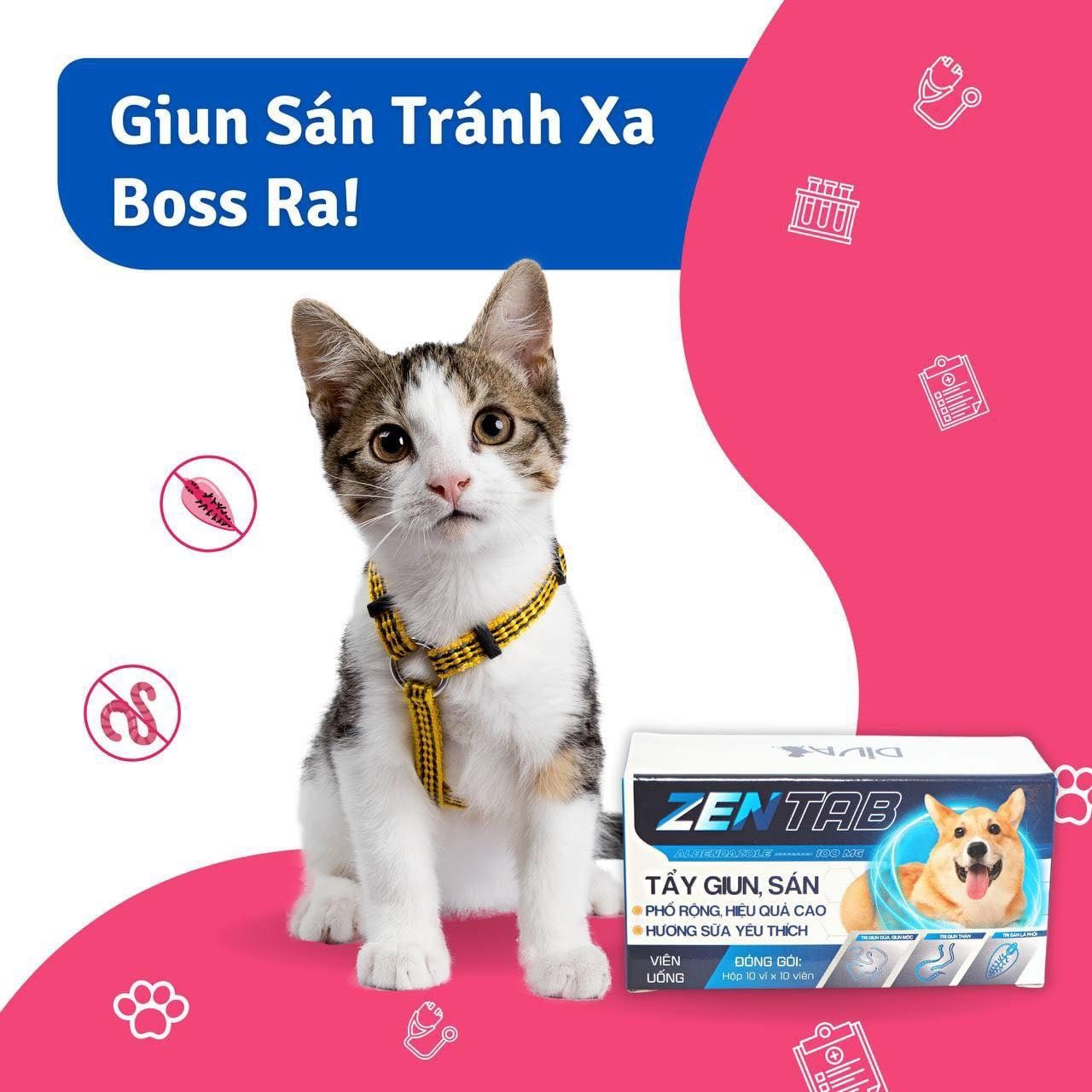  Thuốc xổ giun cho chó mèo DIVA Zentab 