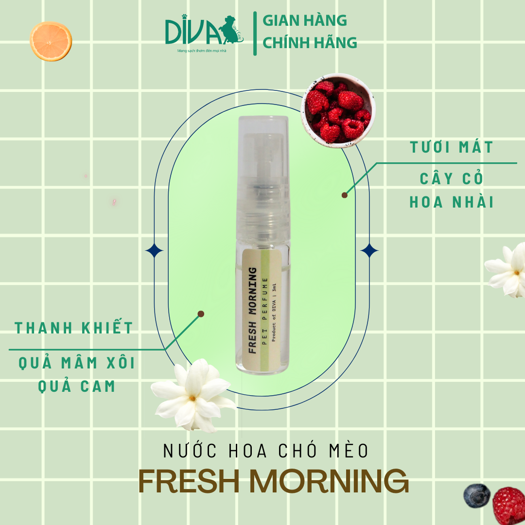  Nước hoa cao cấp dành cho thú cưng DIVA Fresh Morning - Sương sớm mát lành 3ml 