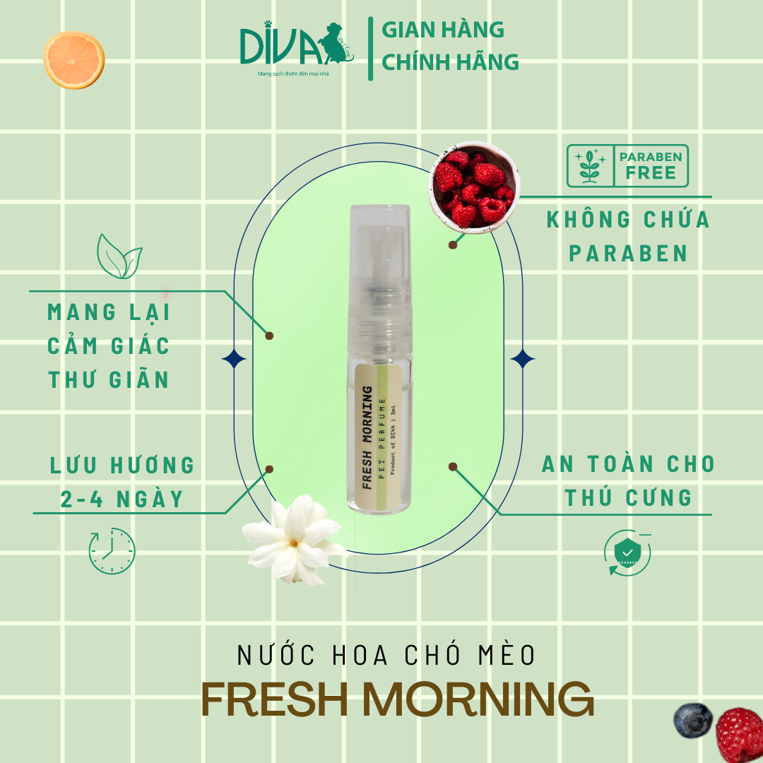  Nước hoa cao cấp dành cho thú cưng DIVA Fresh Morning - Sương sớm mát lành 3ml 