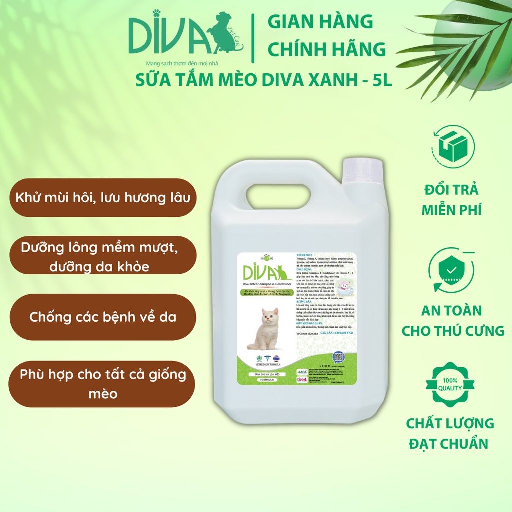  Sữa tắm mèo DIVA Kitten gel 5L 