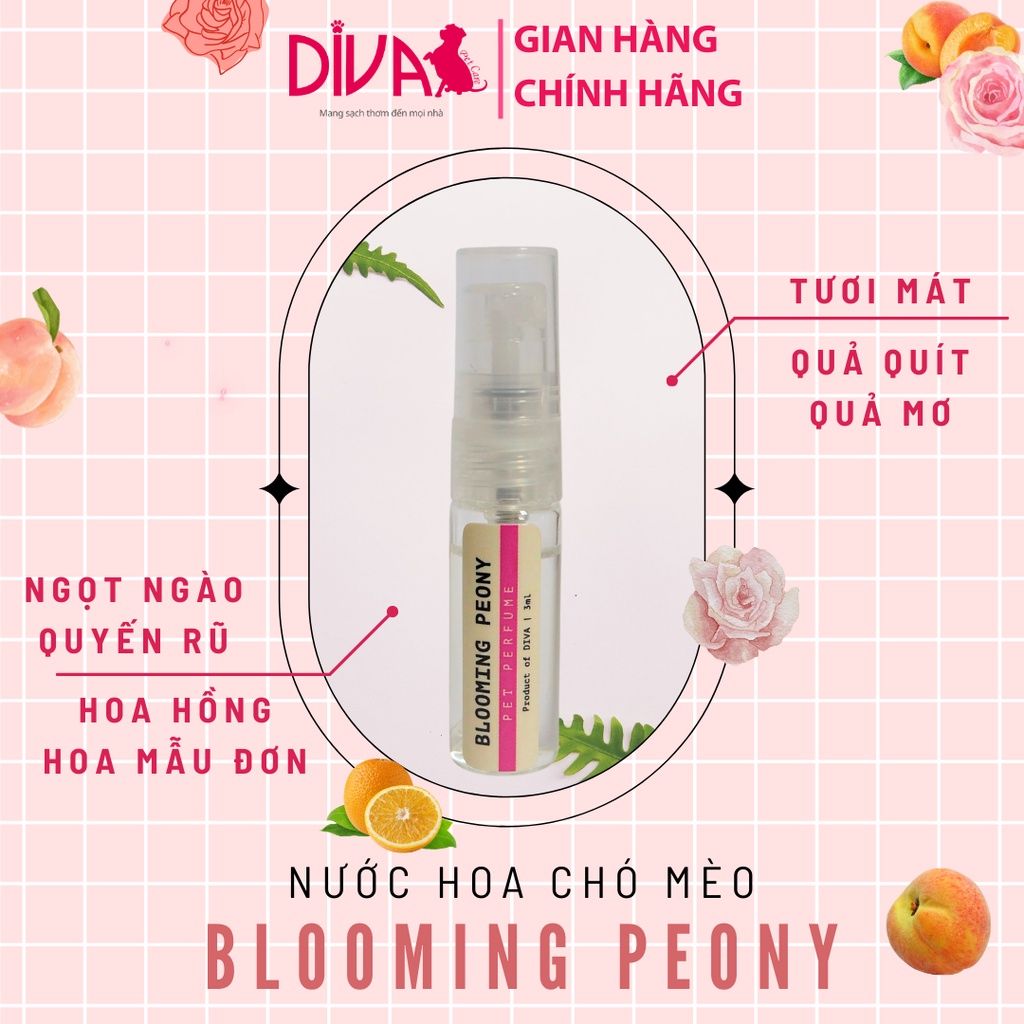  Nước hoa cao cấp dành cho thú cưng DIVA Blooming Peony - Hương hoa dịu ngọt 2.5ml 