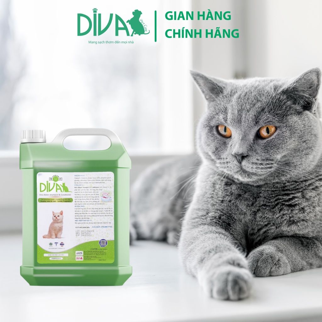  Sữa tắm mèo DIVA Kitten gel 2L 