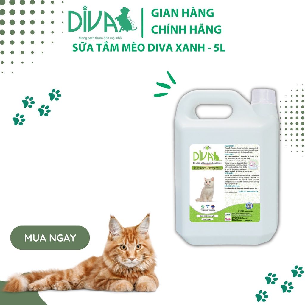  Sữa tắm mèo DIVA Kitten gel 5L 