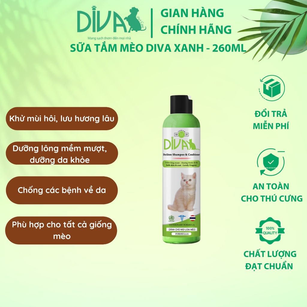  Sữa tắm mèo DIVA Kitten gel 260ml 