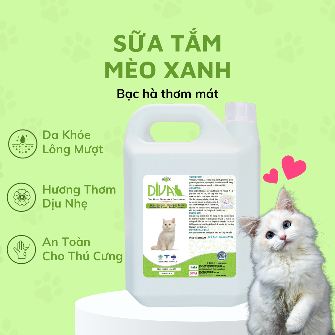  Sữa tắm mèo DIVA Kitten gel 5L 