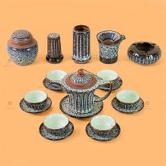 Bộ Ấm Chén Ấm Cao Múi Hoa