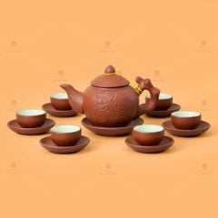 Bộ Ấm Trà Tử Sa Khắc Hoa Sen