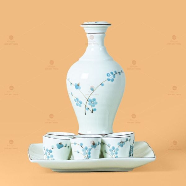 Bộ Nậm Rươu Hoa Đào Xanh