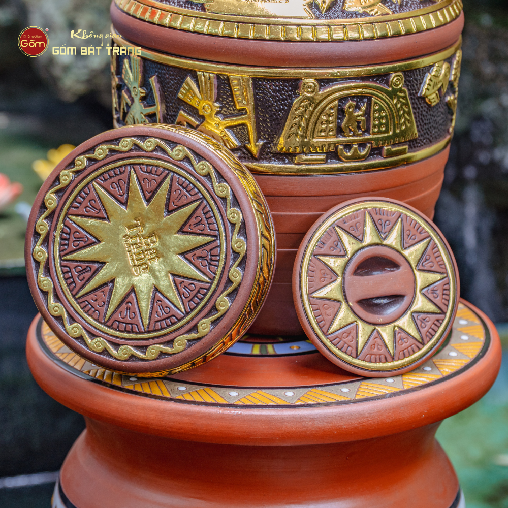 Chum Ngâm Rượu Trống Đồng Dát Vàng