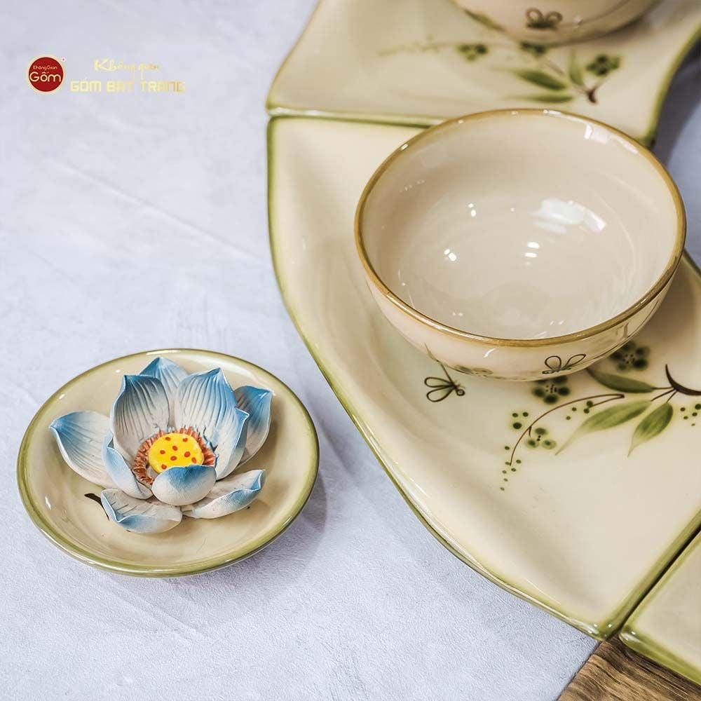 Bộ Bát Đĩa Hoa Mặt Trời Đào Chuồn