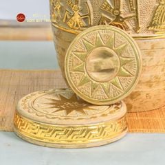 Chum Trống Đồng Kim Sa Chạm Nổi Dát Vàng