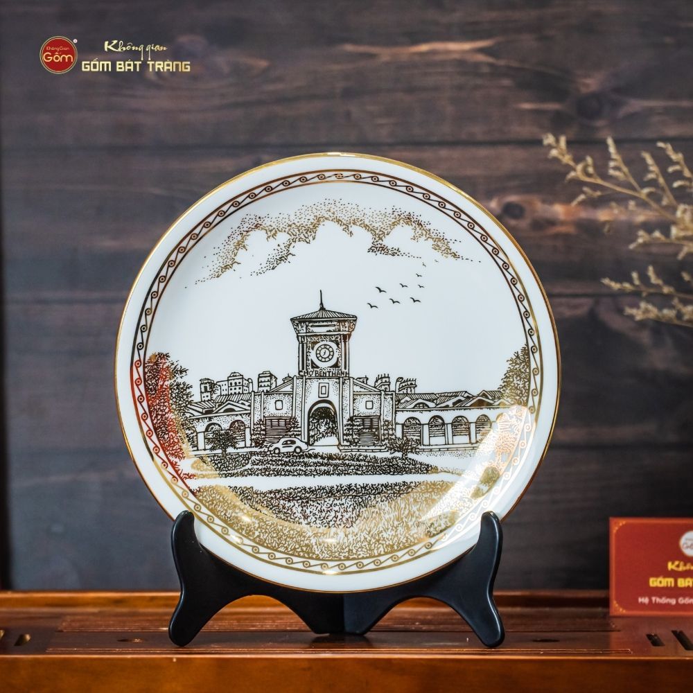 Đĩa Cảnh Trưng Bày Vẽ Vàng