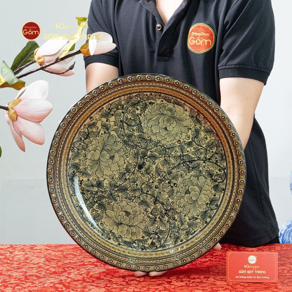 Đĩa Trưng Bày Vẽ Tứ Hoa