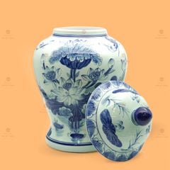 Bình Chóe Ngâm Rượu Men Lam Hoa Sen