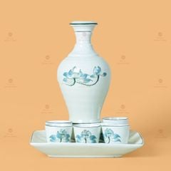 Bộ Nậm Rượu Hoa Sen Xanh