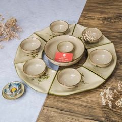 Bộ Bát Đĩa Hoa Mặt Trời Đào Chuồn