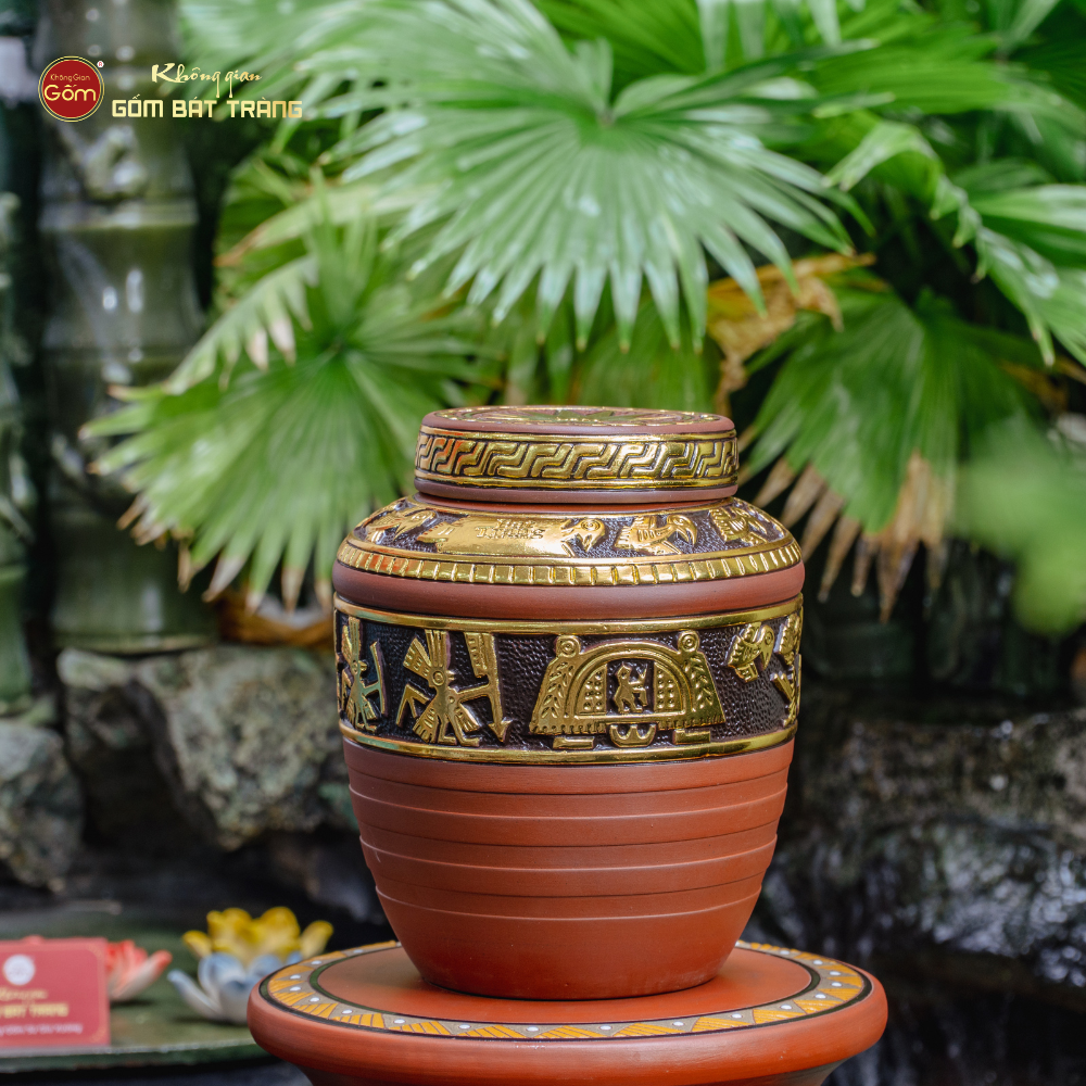Chum Ngâm Rượu Trống Đồng Dát Vàng