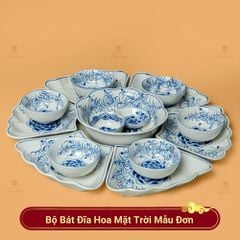 Bộ Bát Đĩa Hoa Mặt Trời Mẫu Đơn