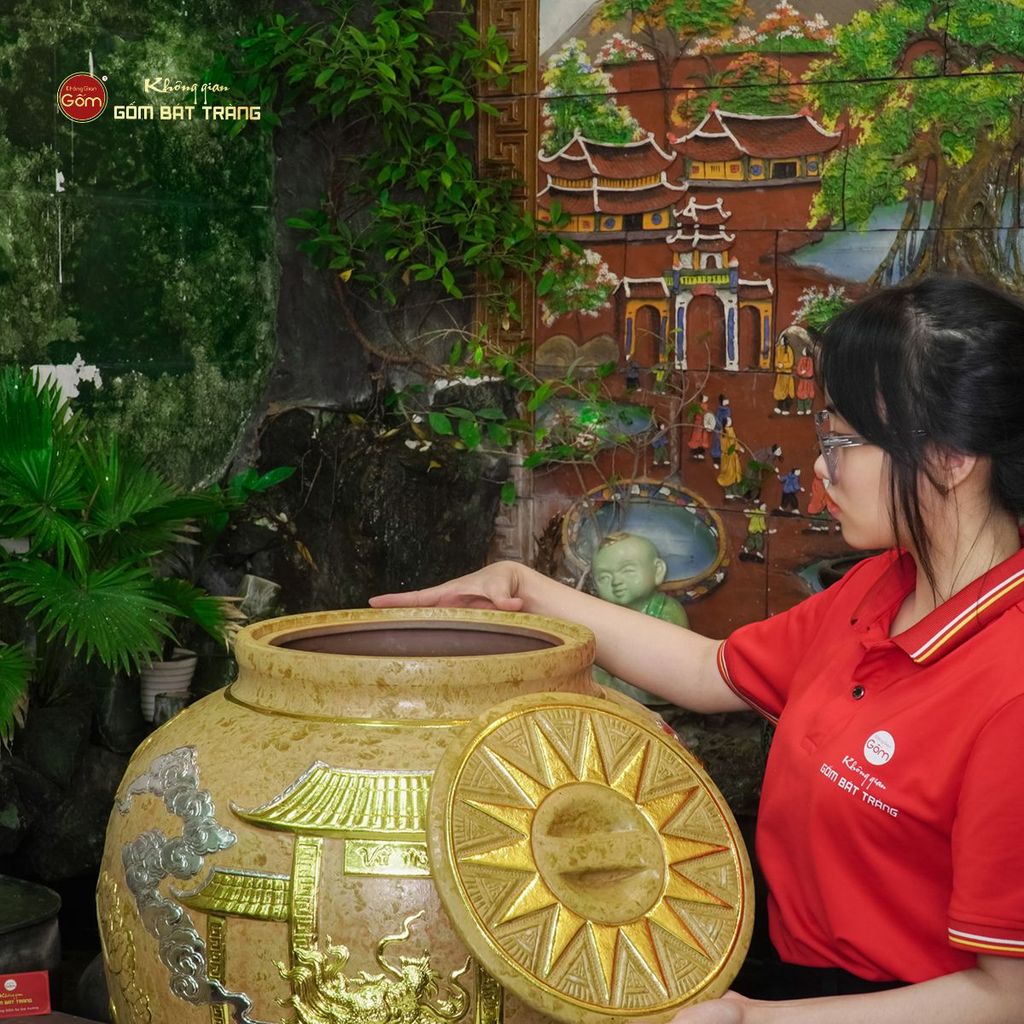 Chum Sành Cá Chép Vượt Vũ Môn Kim Sa Chạm Nổi Dát Vàng