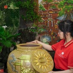 Chum Sành Cá Chép Vượt Vũ Môn Kim Sa Chạm Nổi Dát Vàng