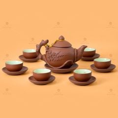 Bộ Ấm Trà Tử Sa Đắp Nổi Hoa Mẫu Đơn