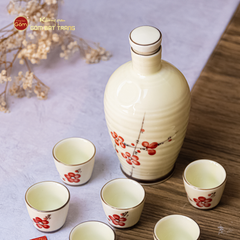 Bộ Nậm Rượu Hoa Đào Đỏ