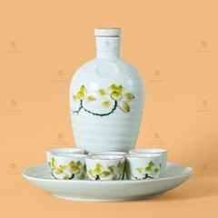 Bộ Nậm Rượu Hoa Sen Vàng