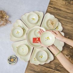 Bộ Bát Đĩa Hoa Mặt Trời Sen Vàng