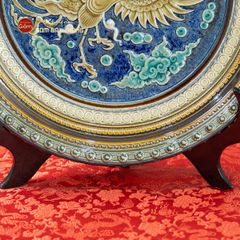 Đĩa Trưng Bày Đắp Nổi Vẽ Màu Phượng Hoàng Tung Cánh