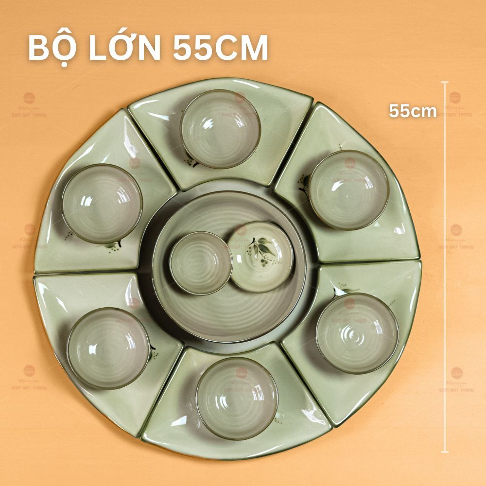 Bộ Bát Đĩa Hoa Mặt Trời Đào Chuồn