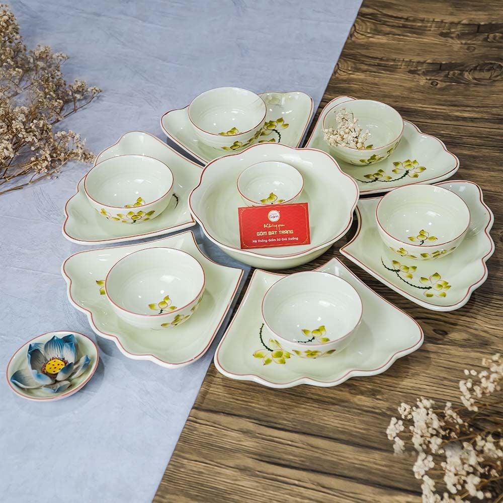 Bộ Bát Đĩa Hoa Mặt Trời Sen Vàng