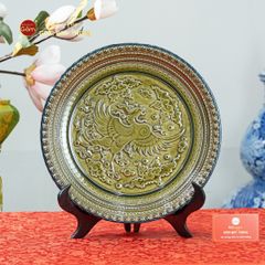 Đĩa Trưng Bày Đắp Nổi Phượng Hoàng Tung Cánh
