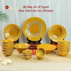 Bộ Bàn Ăn 10 Người (20 Món) Men Nâu Vân Sen
