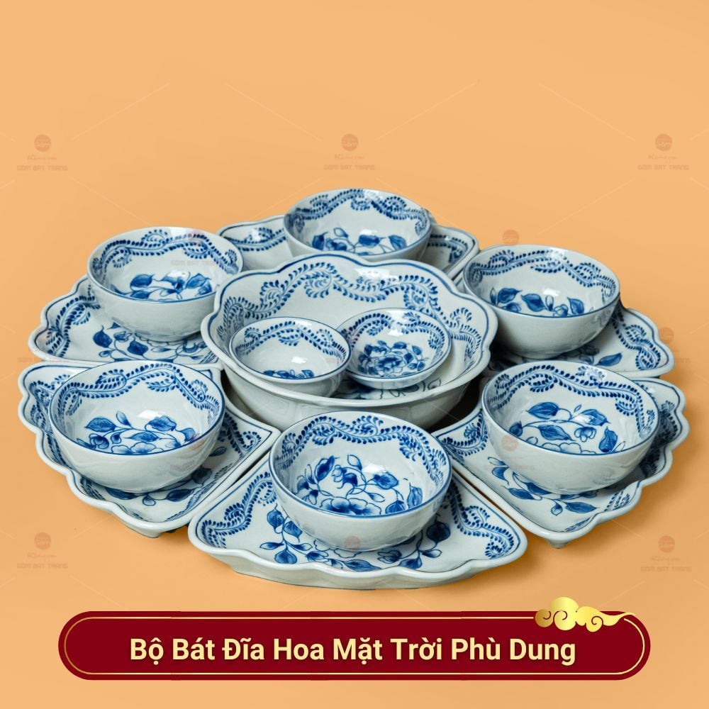 Bộ Bát Đĩa Hoa Mặt Trời Phù Dung