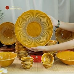 Bộ Bàn Ăn 10 Người (20 Món) Men Nâu Vân Sen