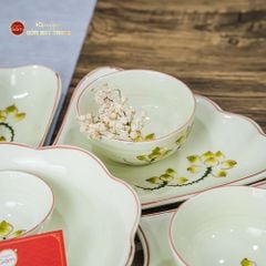 Bộ Bát Đĩa Hoa Mặt Trời Sen Vàng