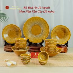 Bộ Bàn Ăn 10 Người (20 Món) Men Nâu Vân Sen