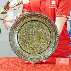 Đĩa Trưng Bày Đắp Nổi Long Vân Quy Phụng