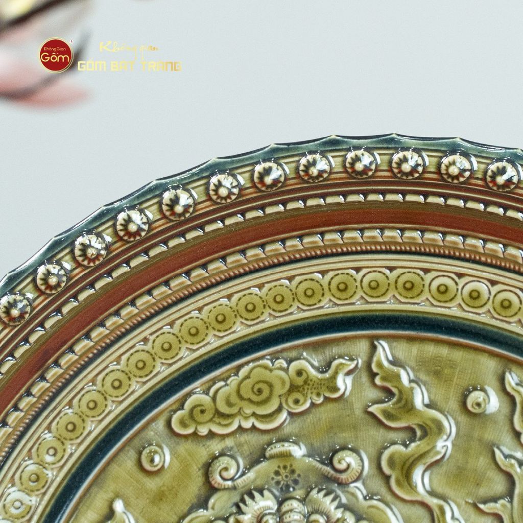 Đĩa Trưng Bày Đắp Nổi Long Vân Quy Phụng
