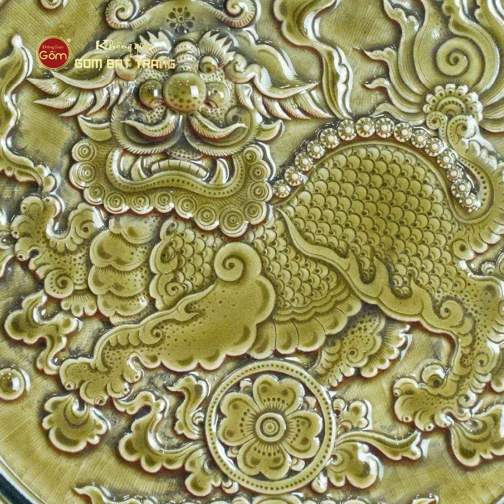 Đĩa Trưng Bày Đắp Nổi Long Vân Quy Phụng