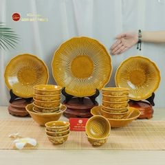 Bộ Bàn Ăn 10 Người (20 Món) Men Nâu Vân Sen