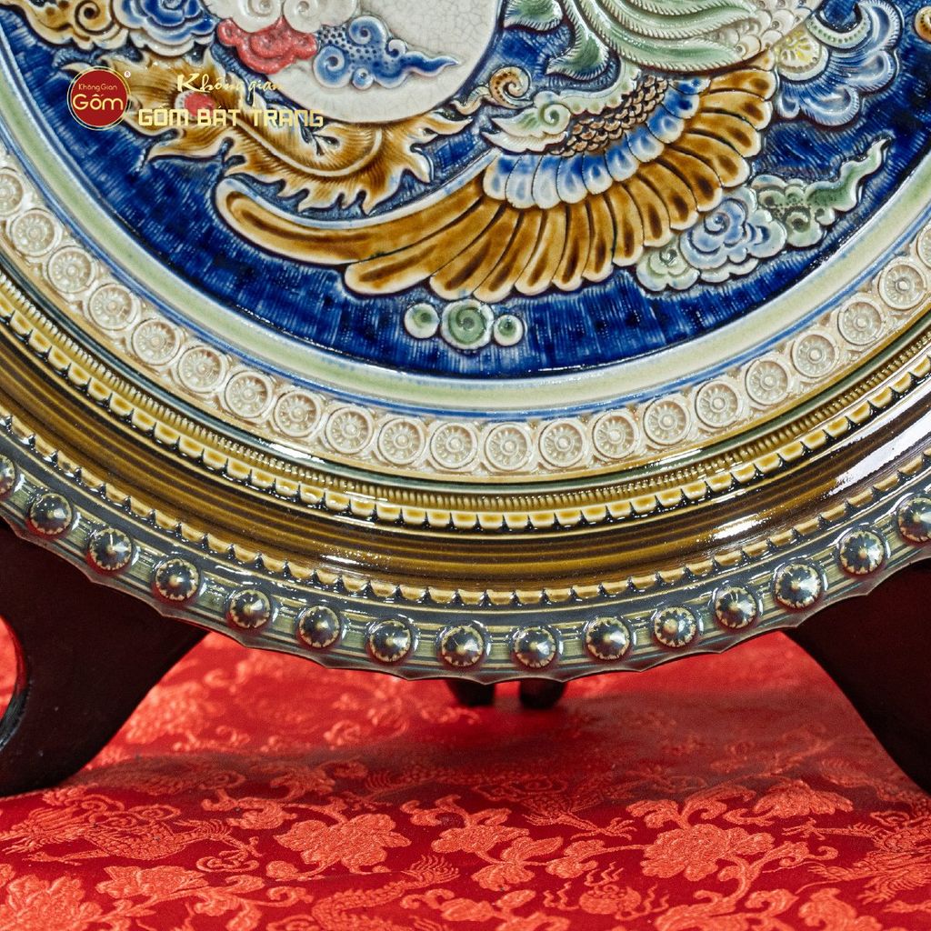 Đĩa Trưng Bày Đắp Nổi Chim Phượng