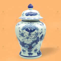 Bình Chóe Ngâm Rượu Men Lam Hoa Sen